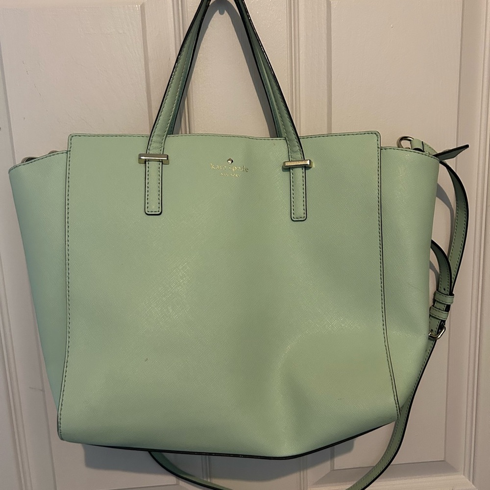 kate spade Mint Green Saffiano Tote with Shoulder Strap
